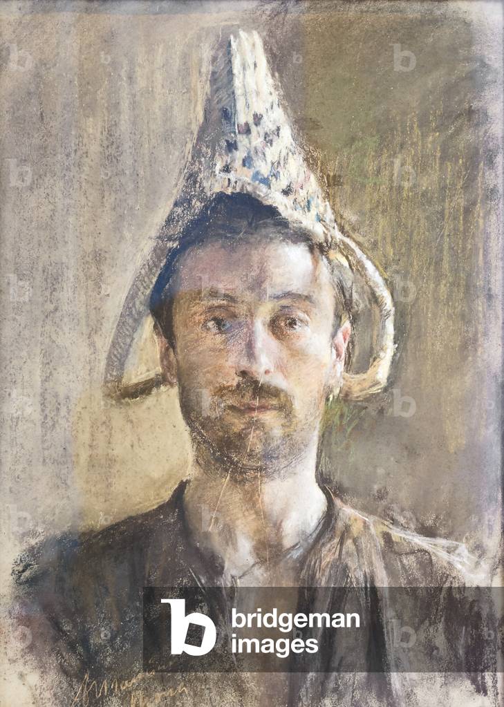 selbstporträt mit korb, 1883 (öl auf leinwand)