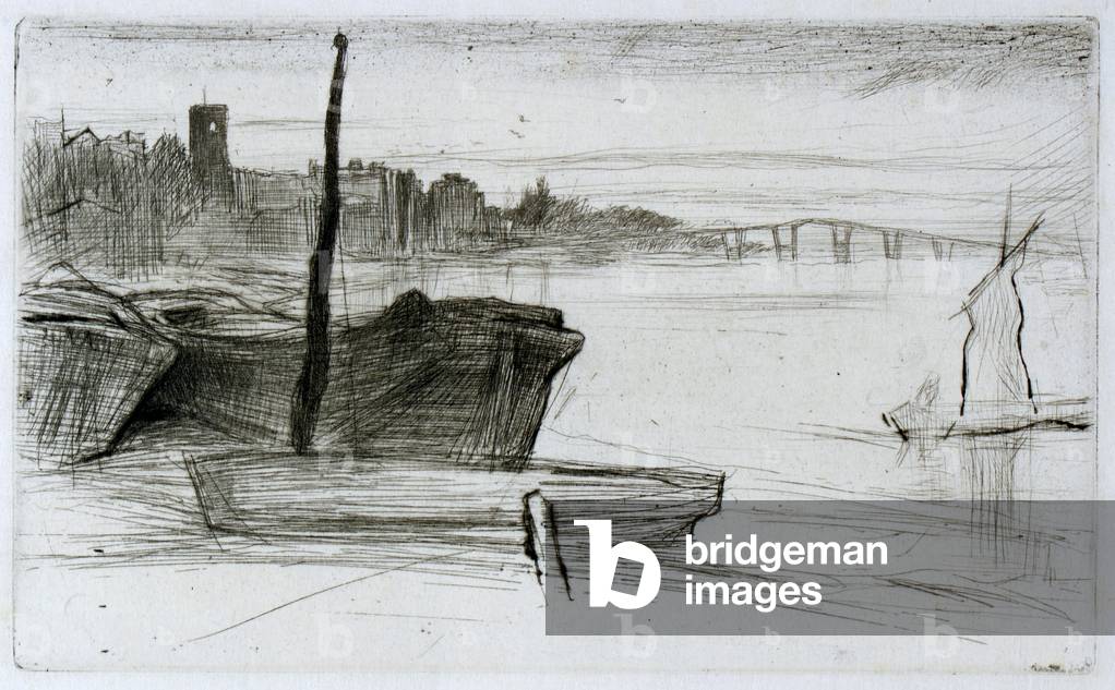 Image de Gravure représentant Pont et église de Chelsea 1871 par James Abbott McNeill Whistler