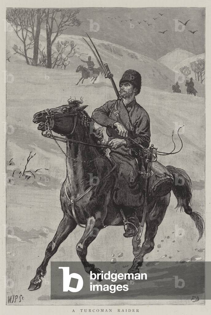 "A Turcoman Raider (incisione)" di Frank Dadd, b/w