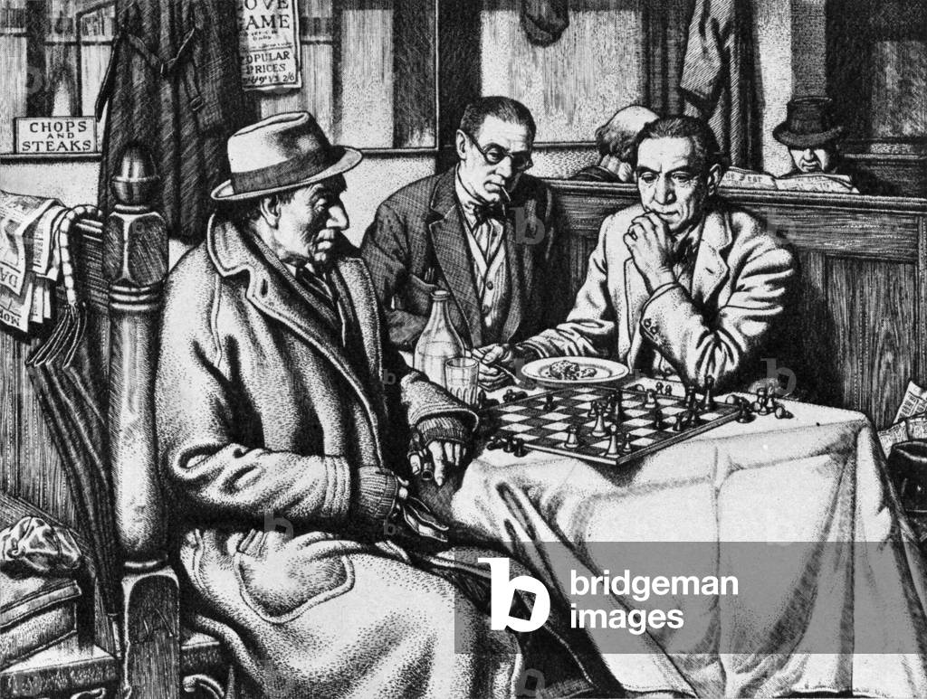 In Check: scene at a London Eating-House by Stanley Anderson, b/w