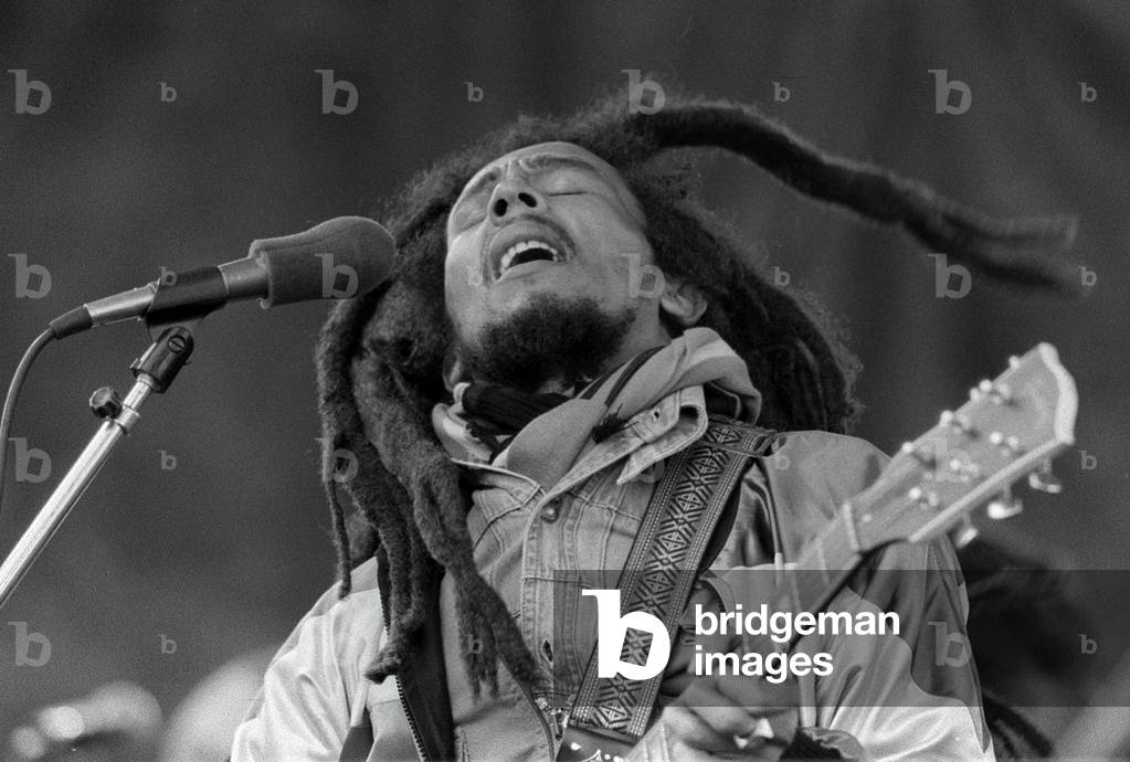 Image of Bob Marley at his concert in Munich