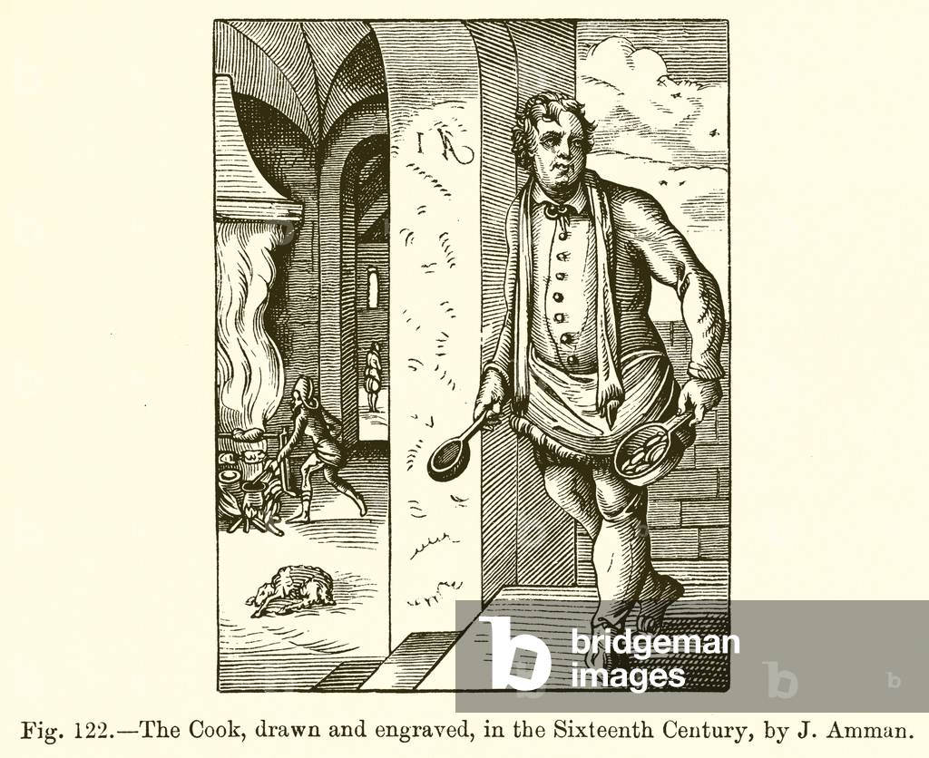 "Der Koch (Gravur)" 1801 von French School, b/w