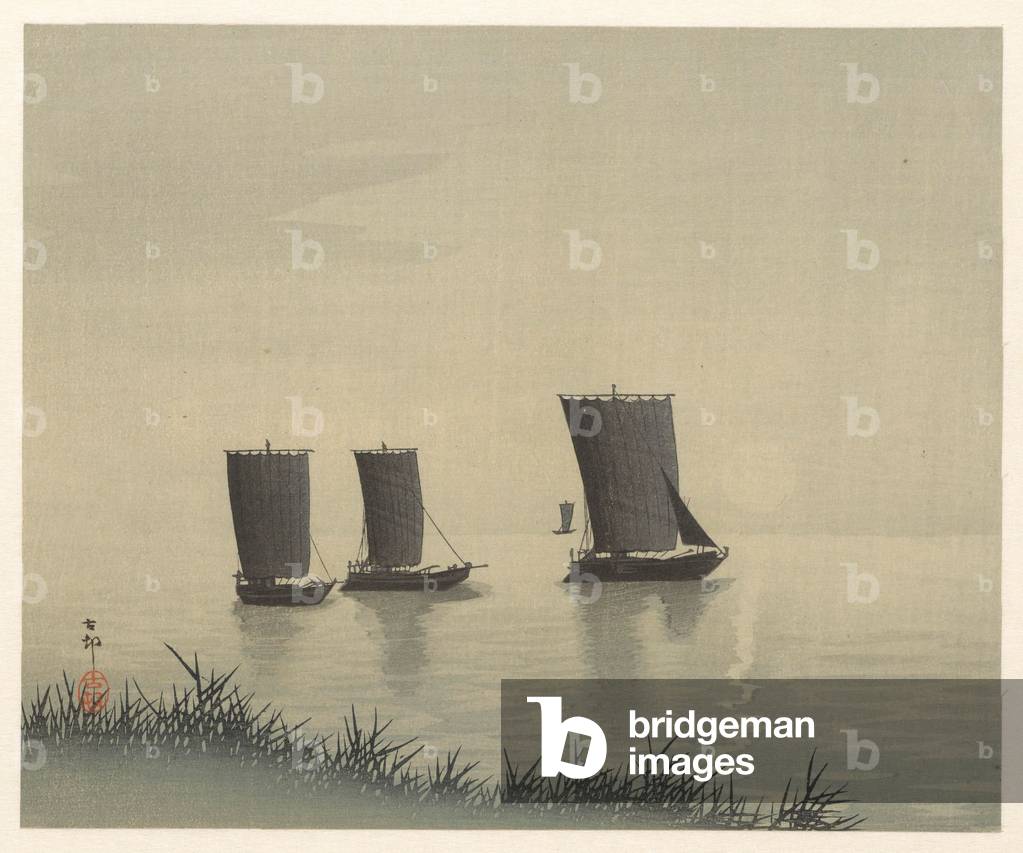Image de Estampe représentant 

Les bateaux de pêche 1900 par Ohara Koson