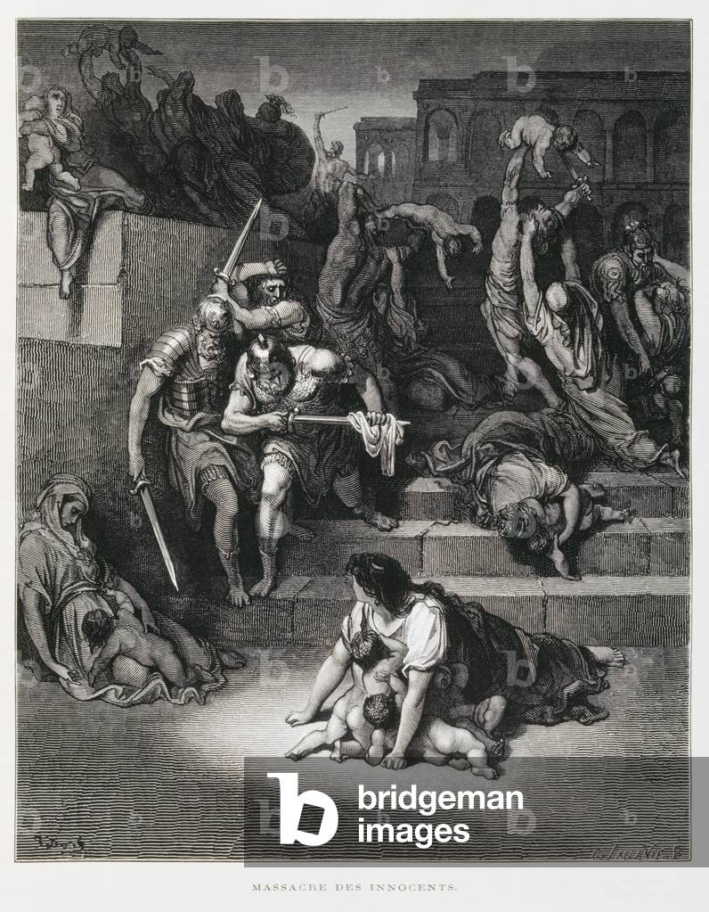 Re Erode ordina il massacro degli innocenti, Illustrazione dalla Bibbia di Dore, 1866