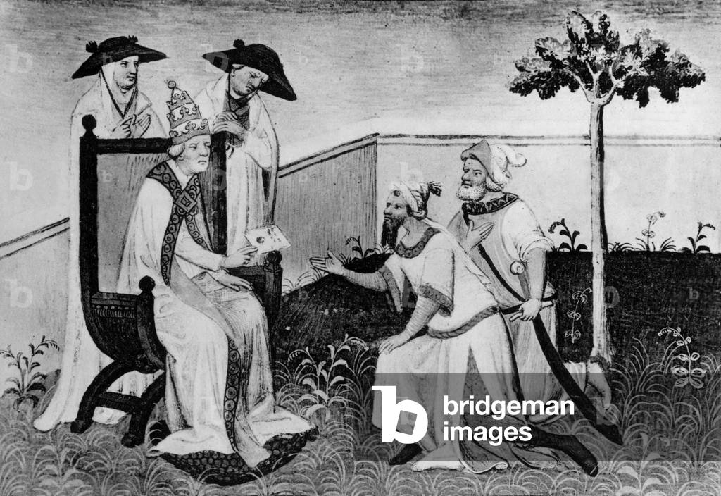 Image of pope Benedict XII receiving letter sent by the Great Kaan,15th