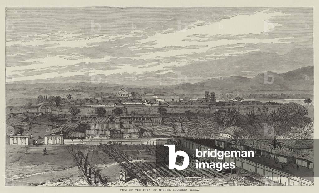 "veduta di il città di Mysore" 1889 di English School