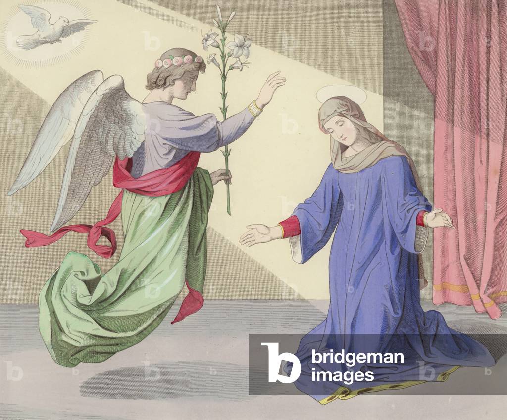 L'Annunciazione (incisione colorata)