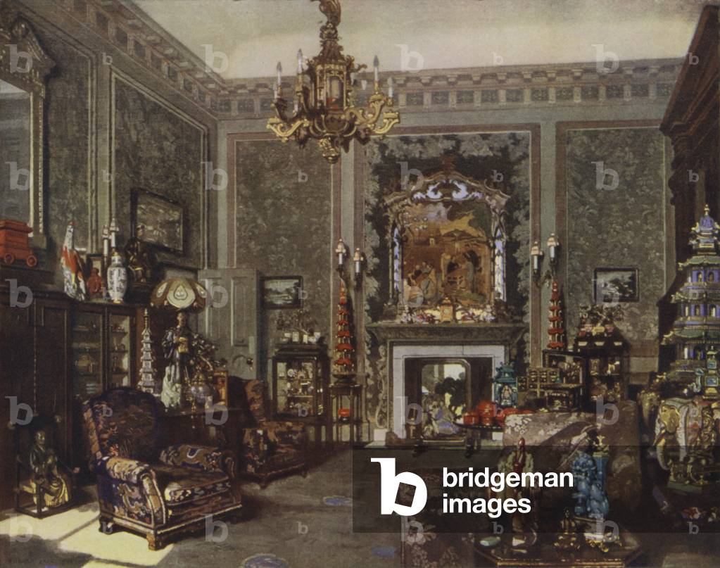 Queen Mary's Chinese Chippendale Room, Buckingham Palace, London (colour litho)