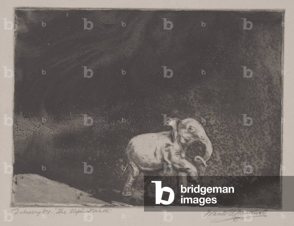 The Elephant Walk (aquatint on toned paper)