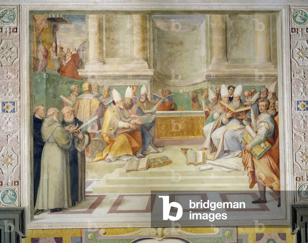 Proklamation des Konzils von Trent im Jahre 1546 zur Reform der christlichen Disziplin im Ratssaal (Fresko)