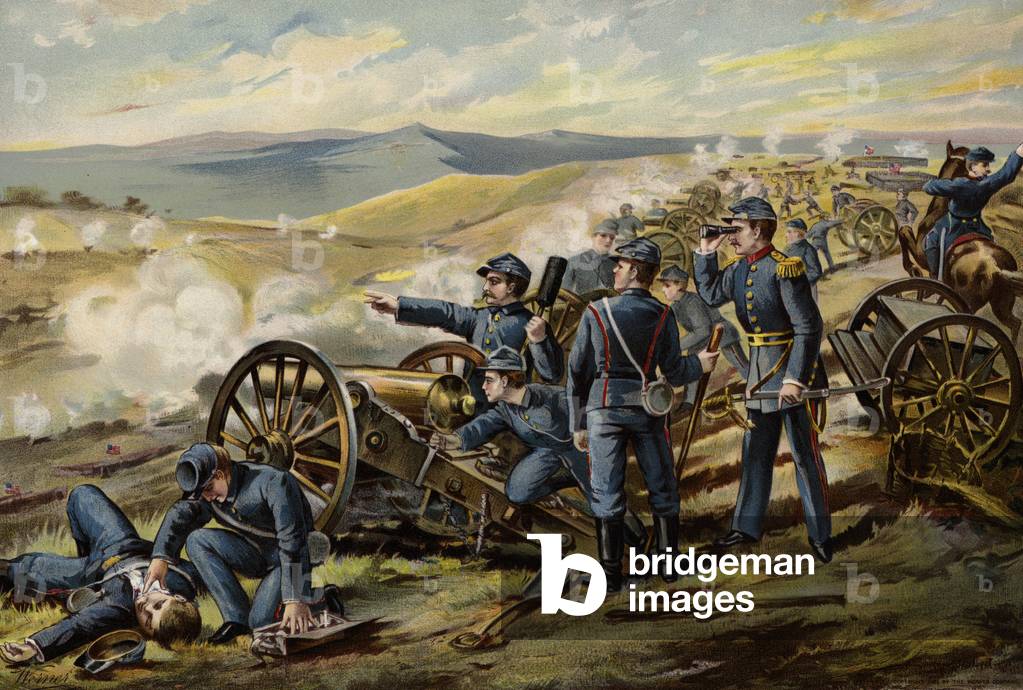 US Army, Feldbatterien, Malvern Hill, 1862 (Farblitho)
