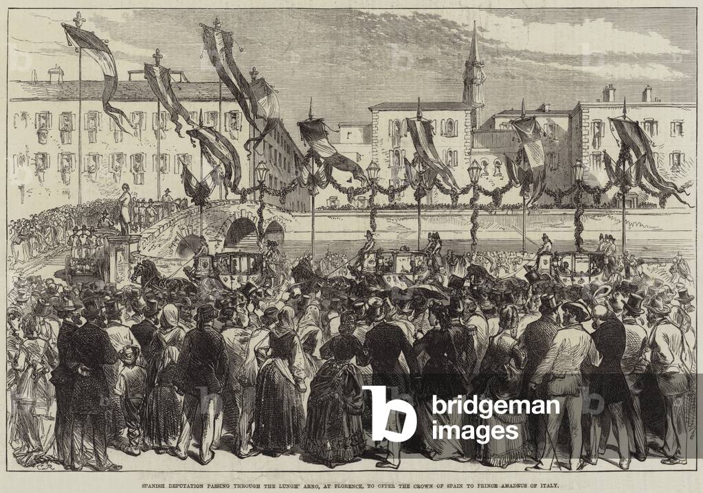 "Spanische Deputation durch den Lungh' Arno" von English School, b/w