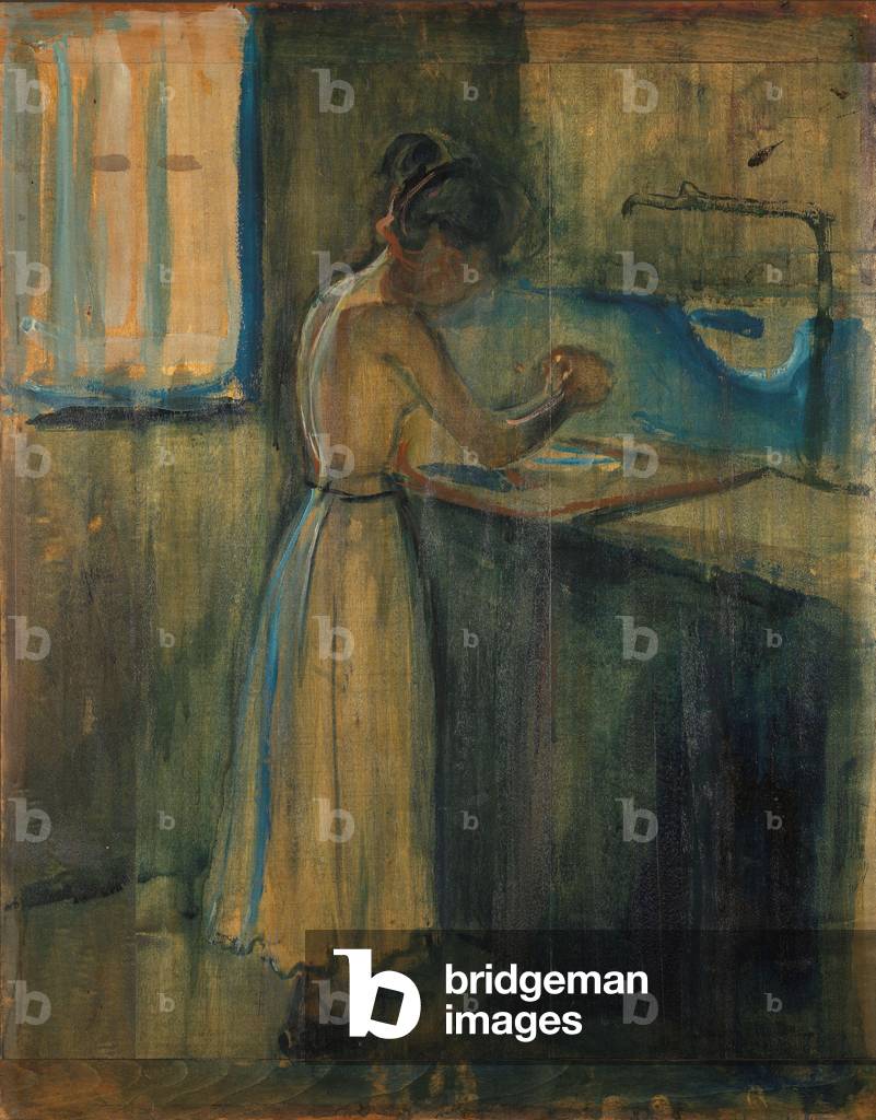 Giovane donna che si lava, 1896 (olio su legno)