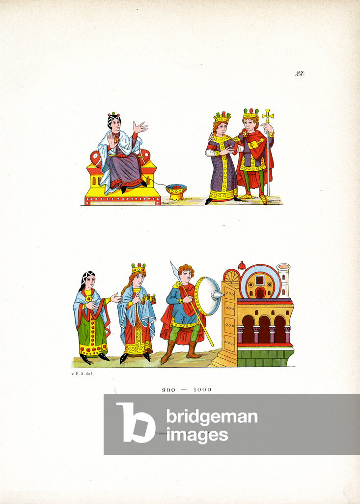 Image of Print depicting Medieval Ruler Depictions 1880