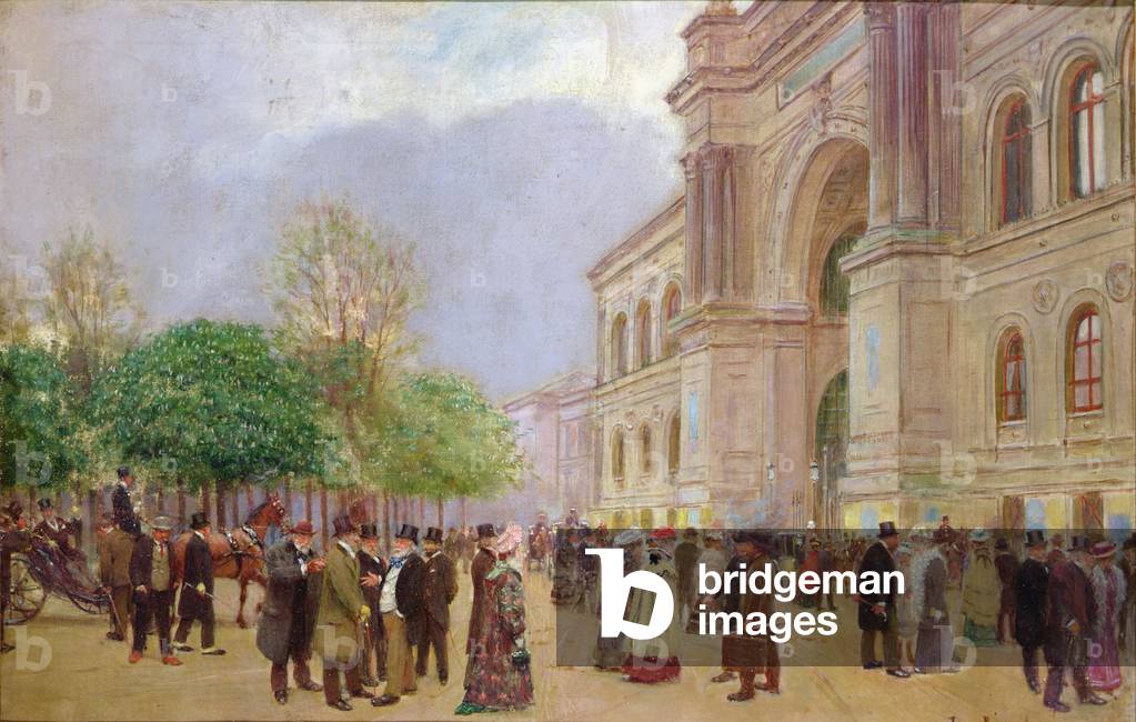 Image of Painting depicting The exit of the Salon in the Palais de L'Industrie 1890 by Jean Beraud