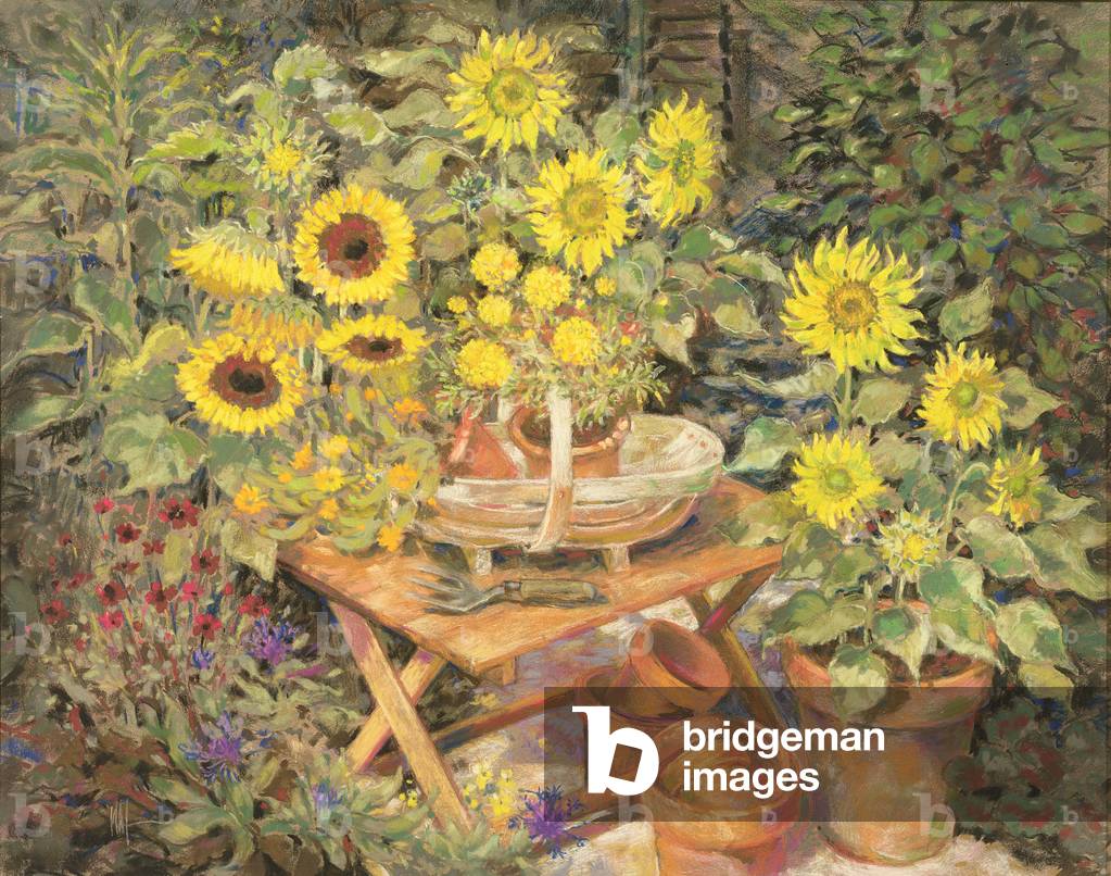 Image de Peinture représentant Nature morte de tournesols, c.1990 par Maureen Jordan
