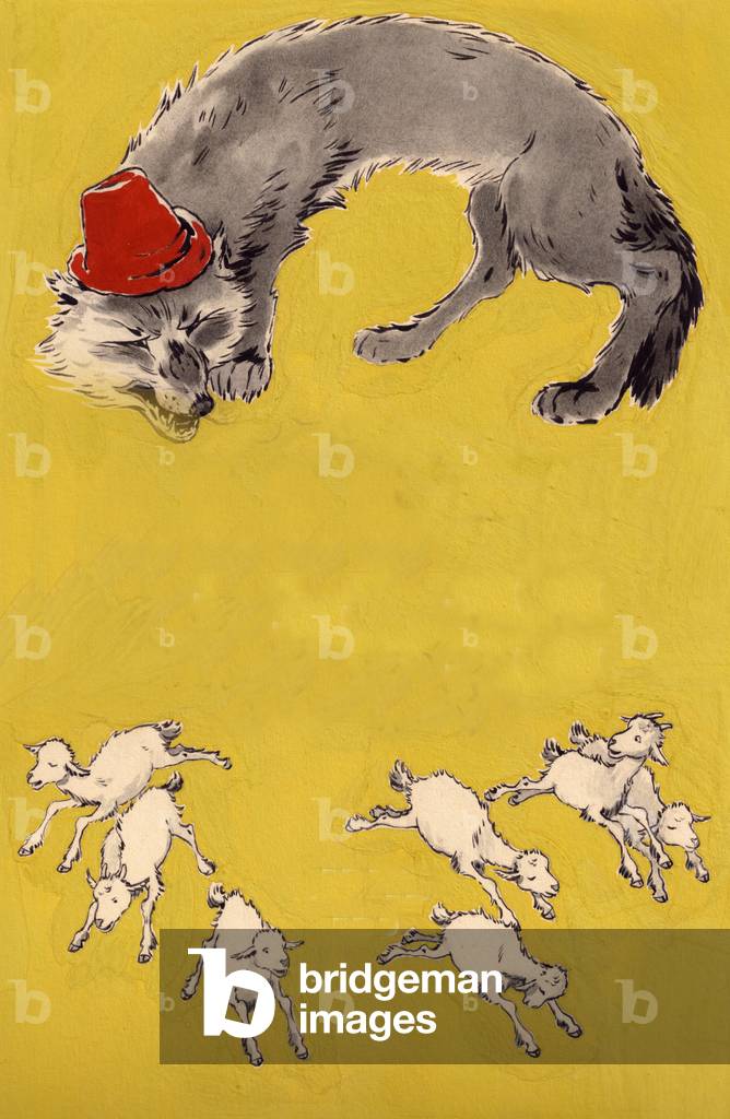 Illustrazione da 'The Wolf and the Seven Young Kids' (guazzo su carta)