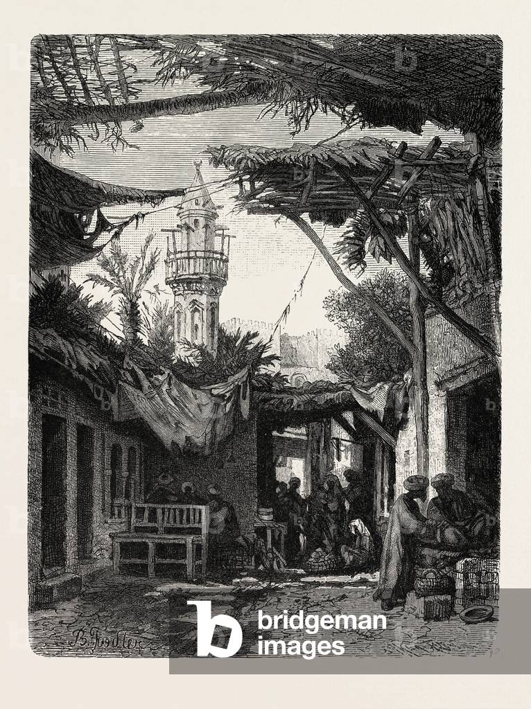 Un sobborgo al Bab-En-Nasr. Egitto, Incisione 1879