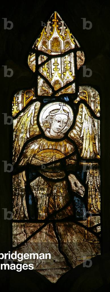 Finestra s7 raffigurante un angelo - musicista (vetro colorato)