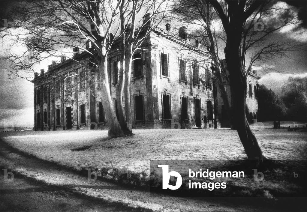 Sutton Scarsdale Hall, Derbyshire, Angleterre (photo en noir et blanc)