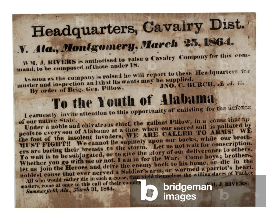 Bild von Druck "An die Jugend von Alabama: Wir rufen zu den Waffen! (Rekrutierung breiter)", 1864 von American