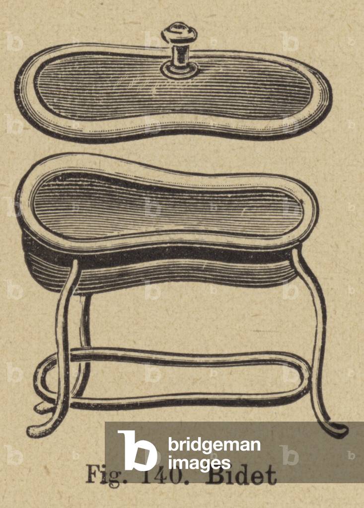 Bidet (engraving) by German Artist, b/w