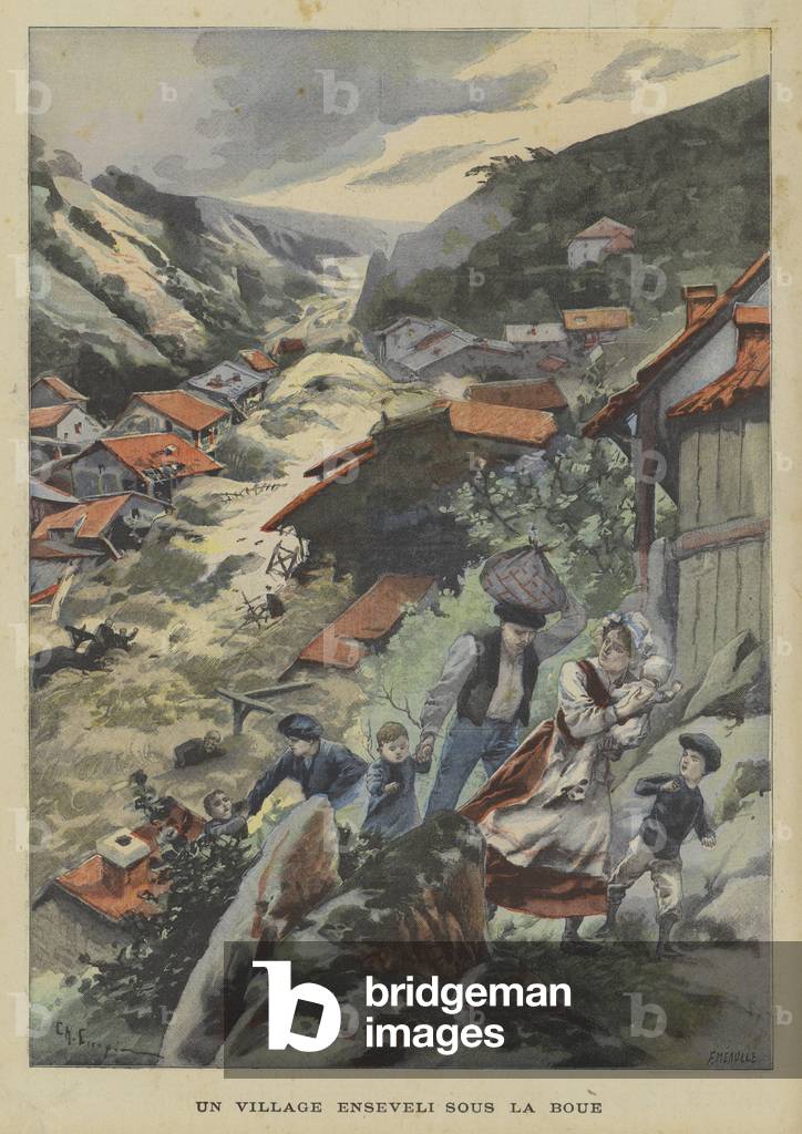 Un village enterré par la boue (coloris litho)