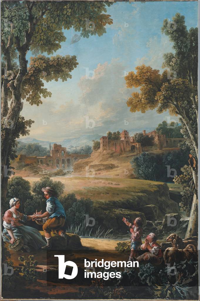 Il aquilone (olio su tela) (coppia a 831263)