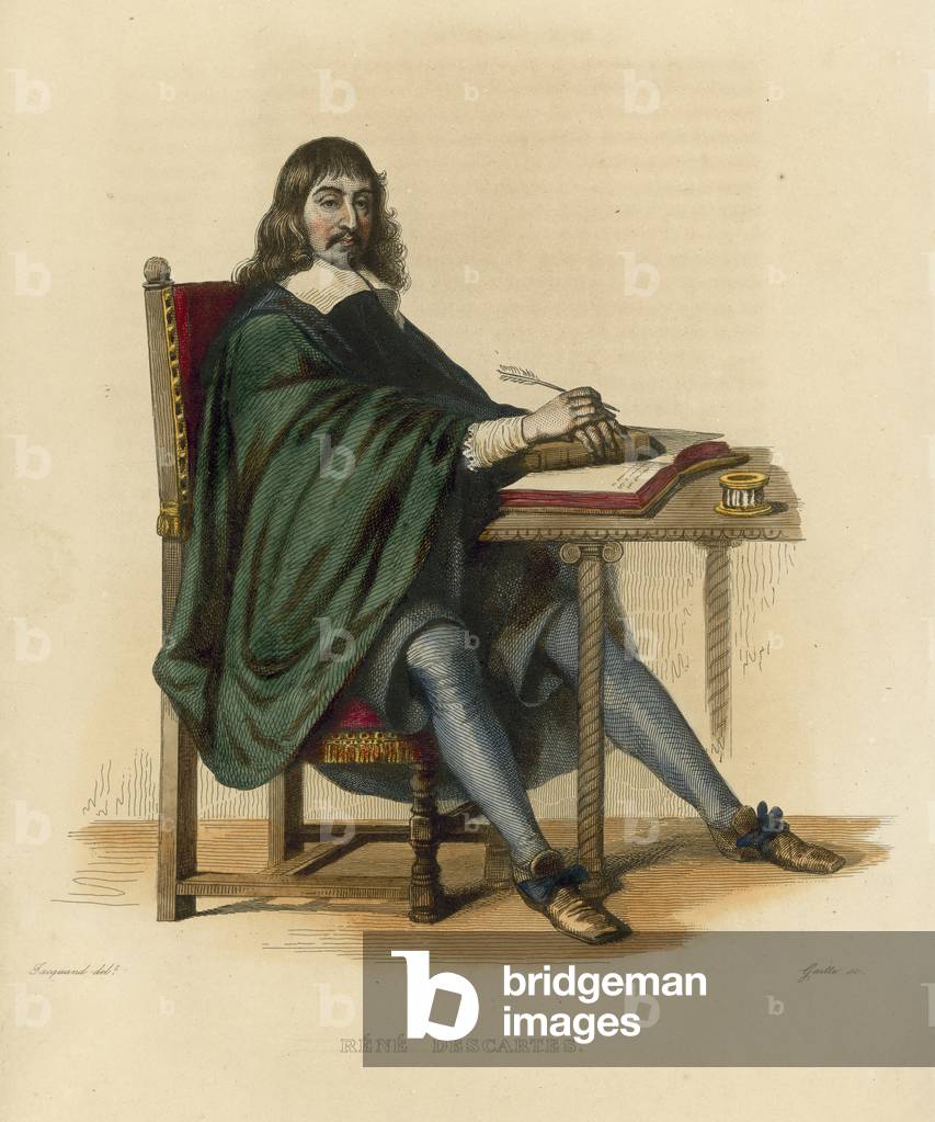 Bild von Gravur "Rene Descartes (farbige Gravur)" 1801 von French School