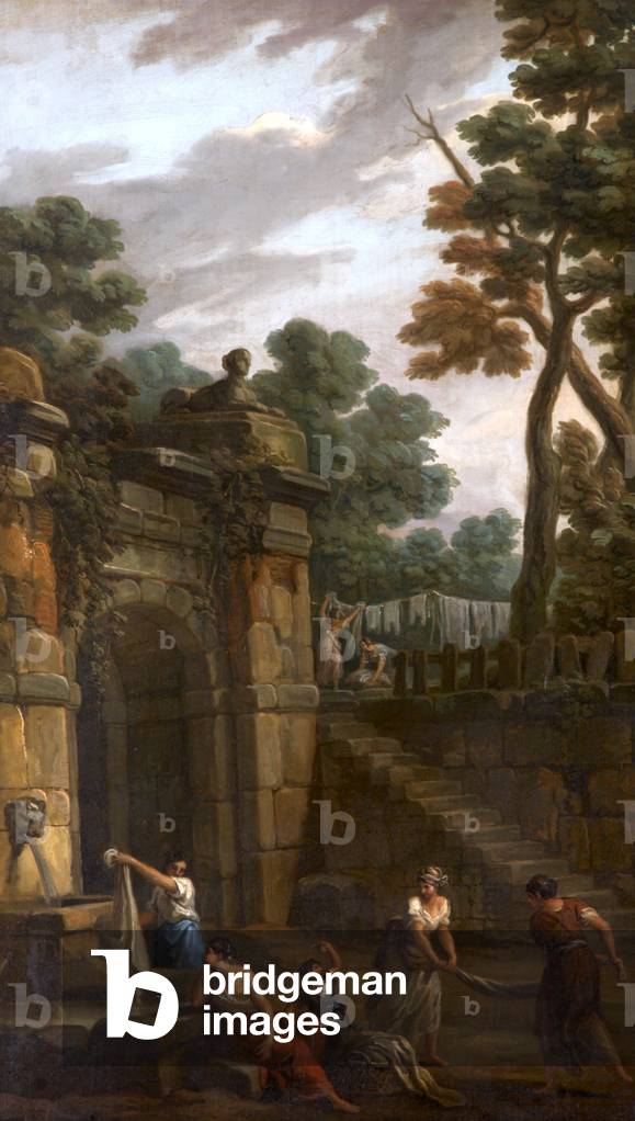 Fontana con le donne lavaggio vestiti