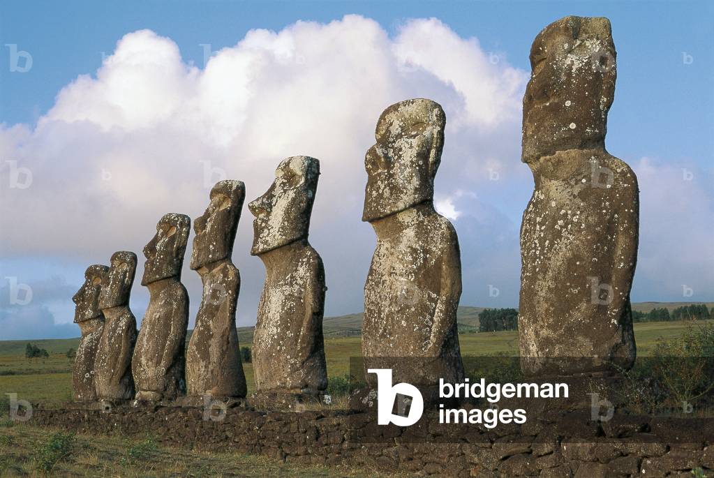 Image of Chile, Easter Island, RapaNui National Park, Ahu Akivi, Moai