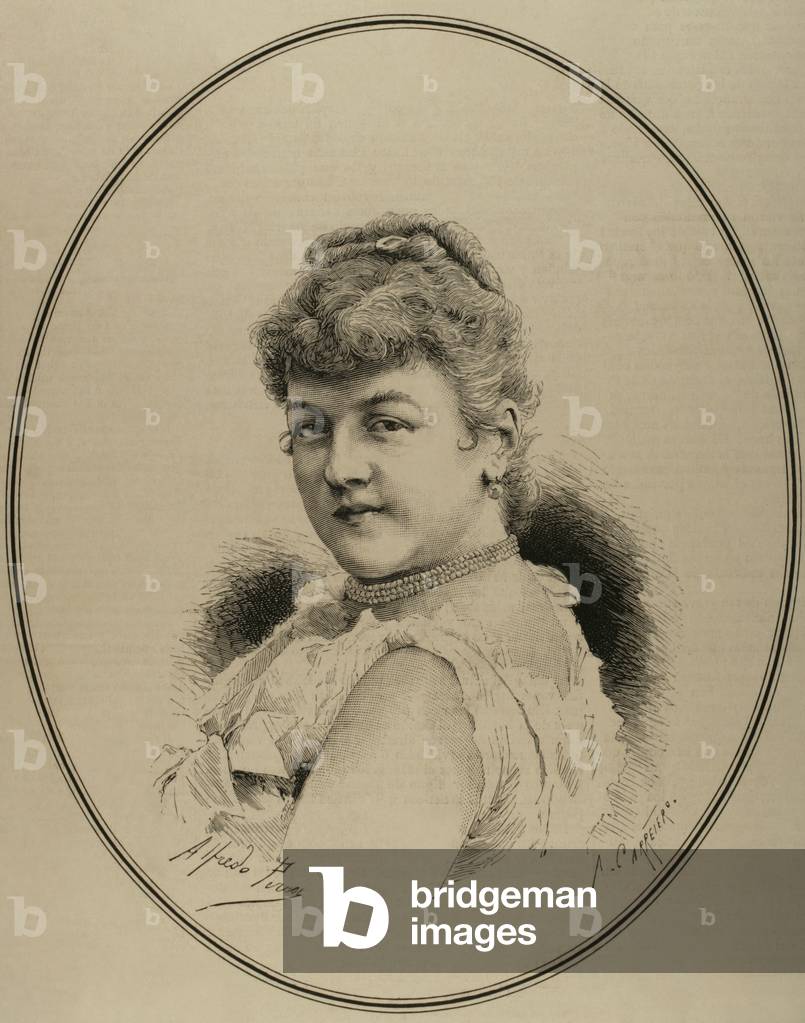 "Soprano Mila Kupfer-Berger (1852-1905)." di Arturo Carretero y Sánchez, b/w