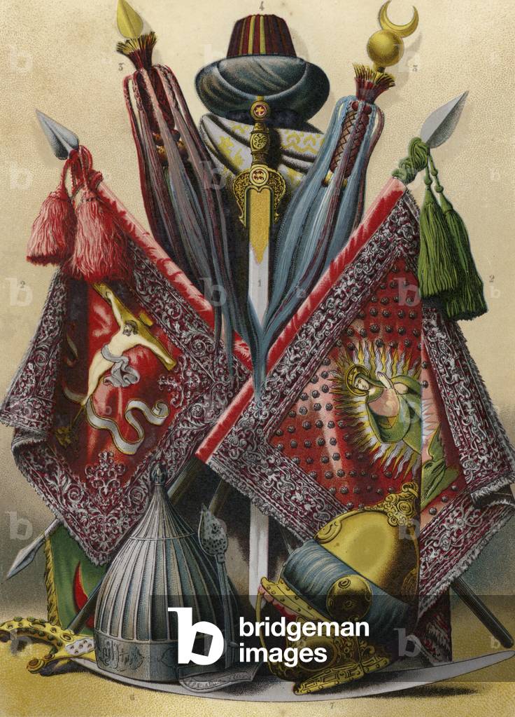 Trophäen aus der Schlacht von Lepanto (chromolitho)