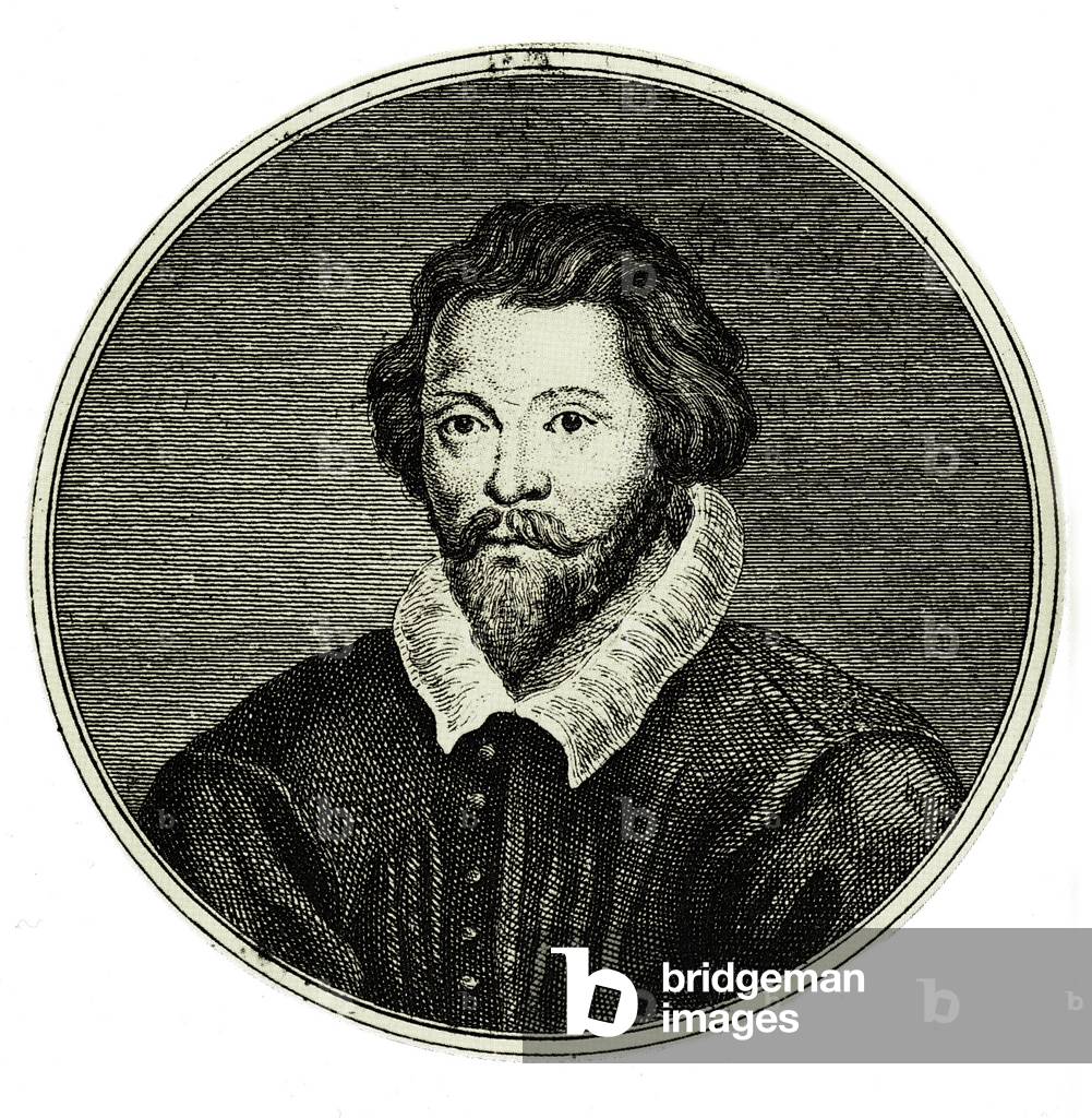 William Byrd (engraving) by Niccolo Francesco Haym, b/w