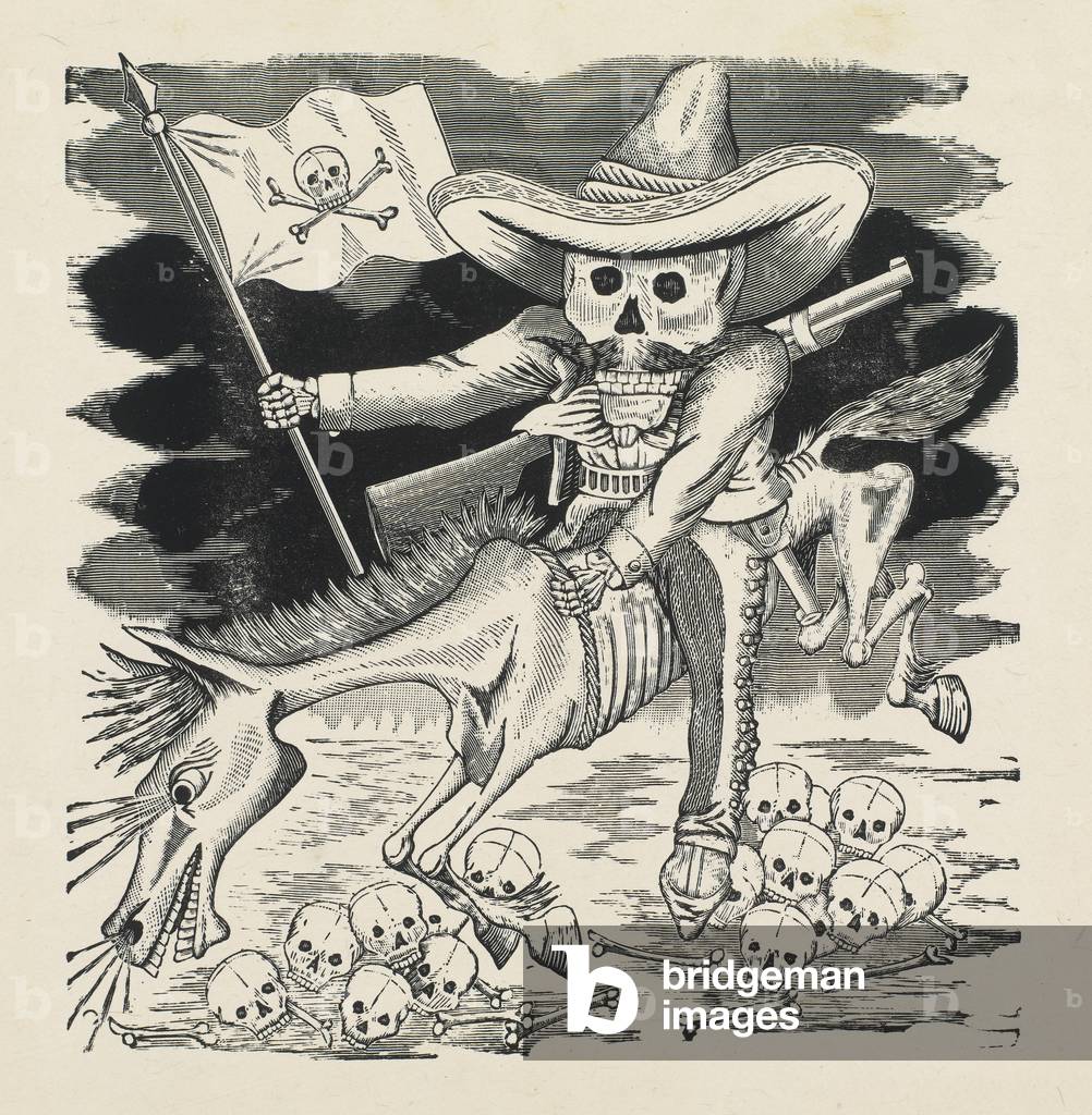 Immagine di Incisione "Il Grande Teschio di Emiliano Zapata", c.1911-16 di Jose Guadalupe Posada, b/w