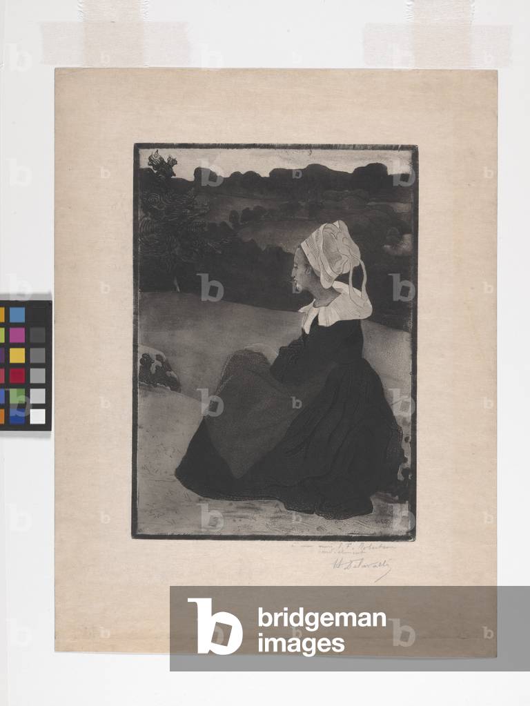 Bretonne Assise (donna bretone seduta) (acquaforte, acquatinta e acquatinta)