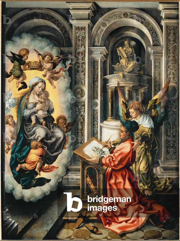 Saint Luke paints the Madonna (painting on oakwood)