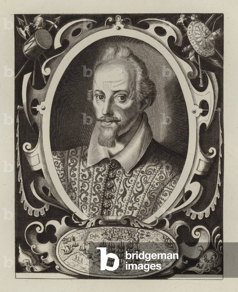 Bild von Gravur "Sir Walter Raleigh" 1801 von Thomas de Leu