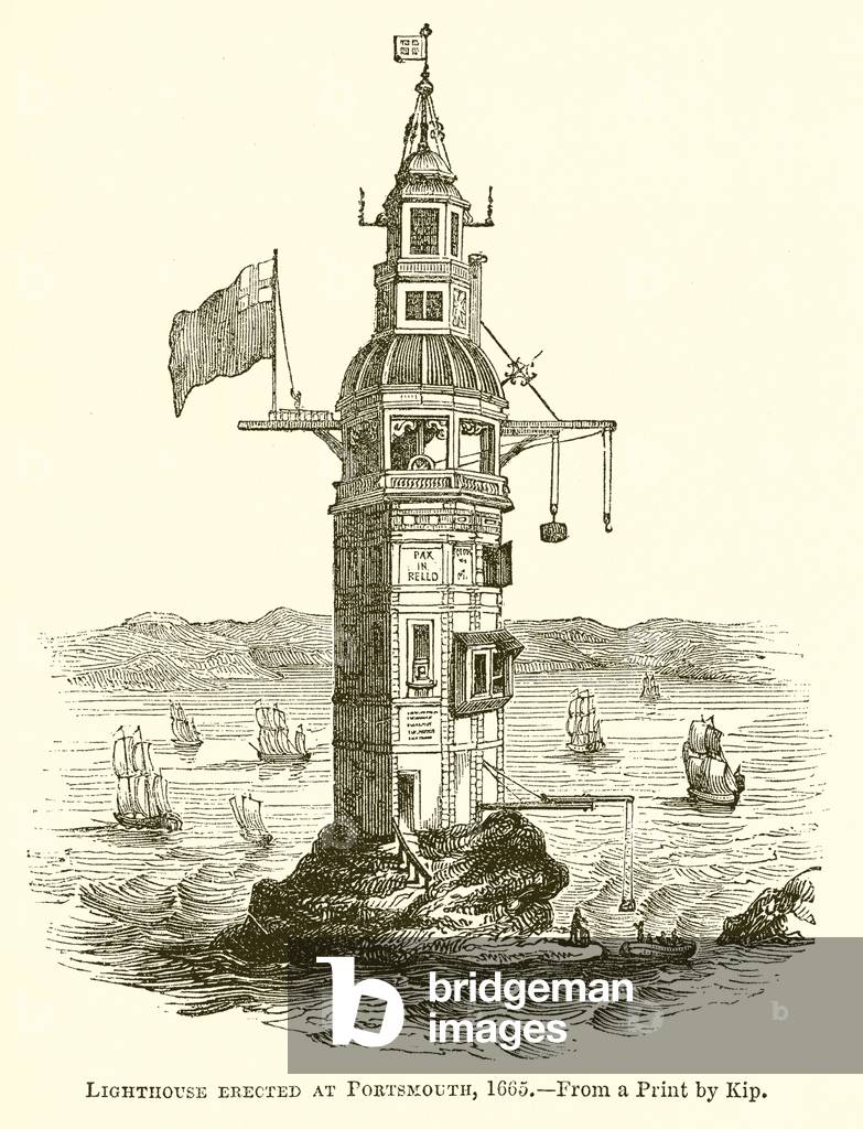 Faro eretto a Portsmouth, 1665 (incisione)