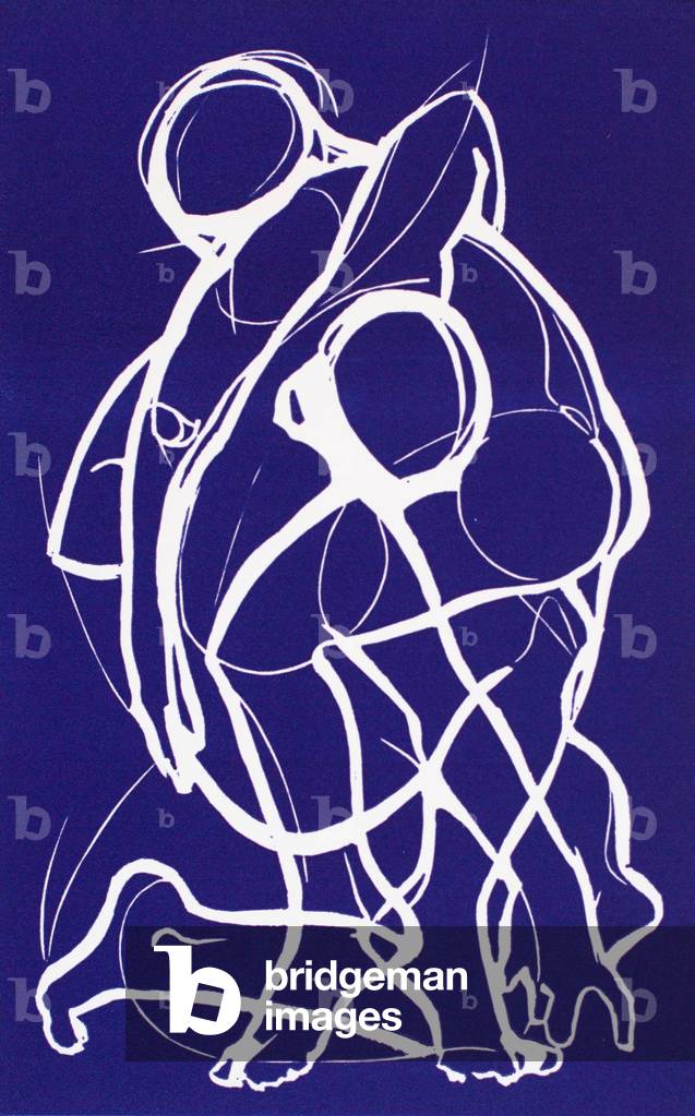 Zwei Figuren unterstützt, 2001 (Linolschnitt)