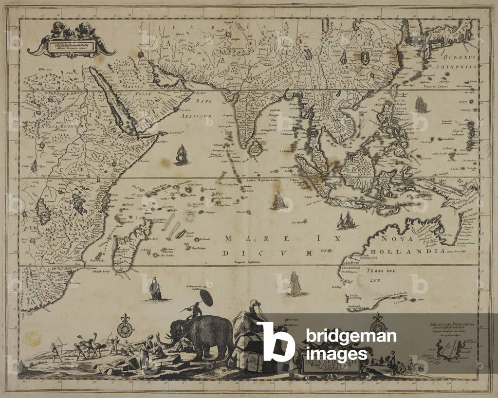 Una mappa che mostra Africa orientale, Arabia e Asia meridionale