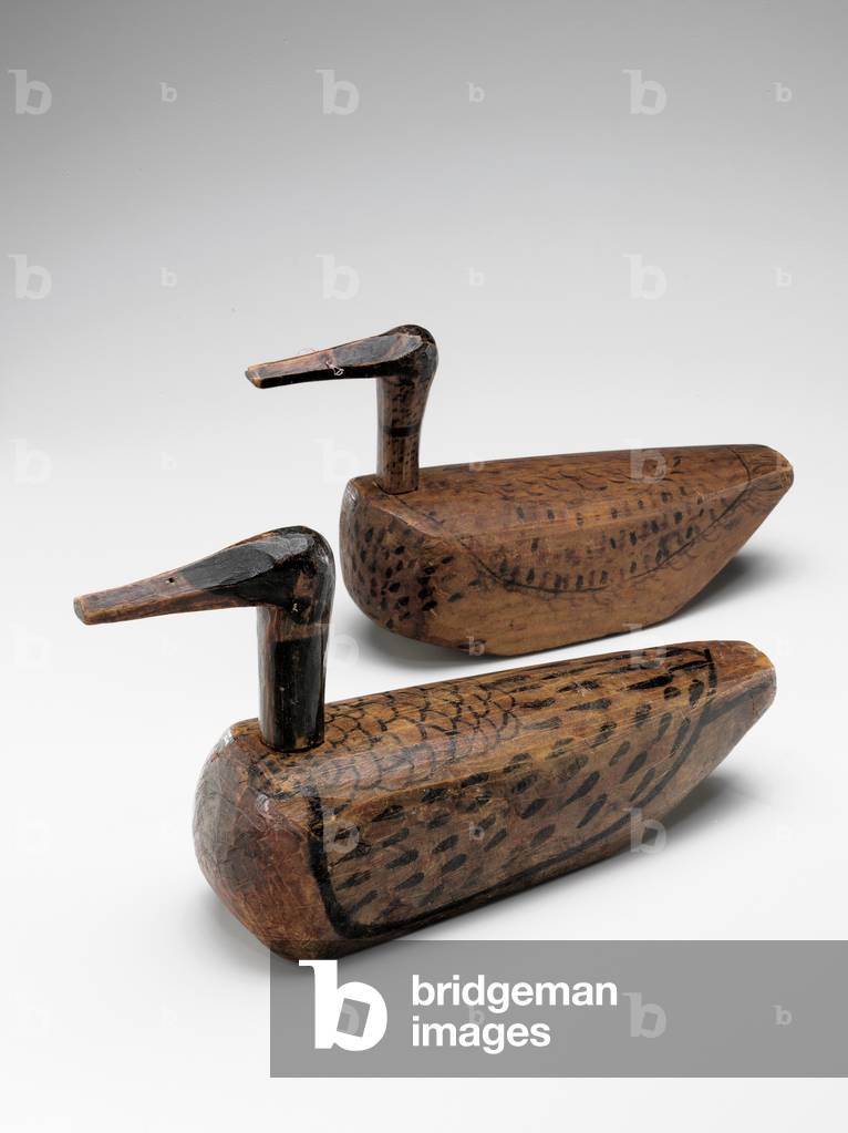 Coppia di anatre nuziali (kirogi), dinastia Joseon, c.1900 (legno dipinto)