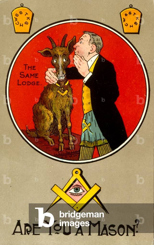 "Humorvolle Postkarte Satiising britische Freimaurerei. 1905" 1905