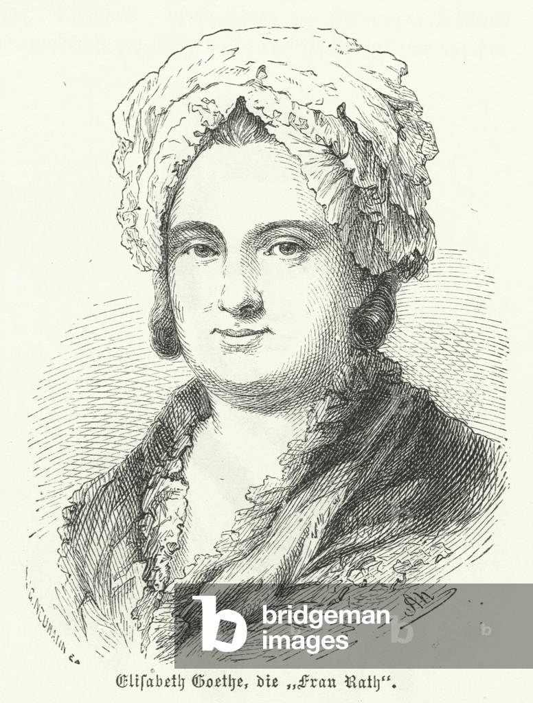Katharina Elisabeth Goethe, Mutter des deutschen Autors Johann Wolfgang Goethe (Gravur)