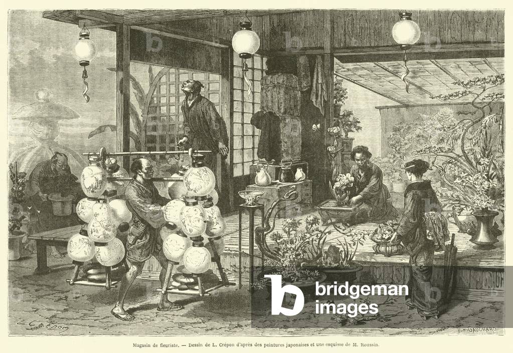 "Magasin de fleuriste (Gravur)" 1801 von French School, b/w