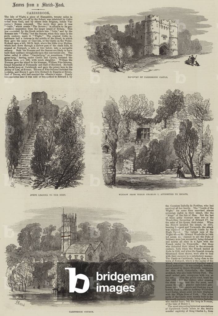 Carisbrook (engraving) by Samuel Read, b/w