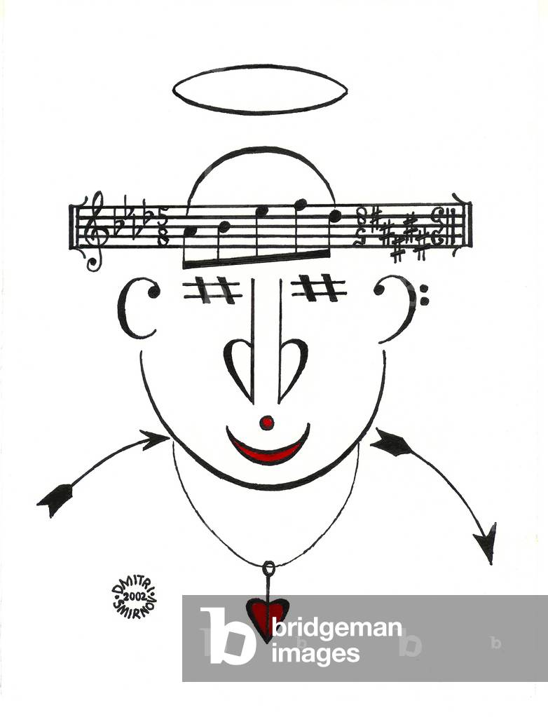 Image of Drawing depicting Dzen - a face drawn using musical notation by Dmitri Smirnov