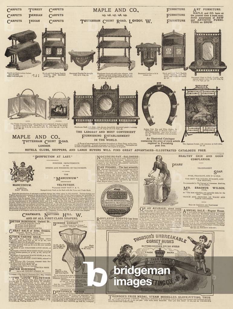 Page des annonces (gravure) par English School, b/w