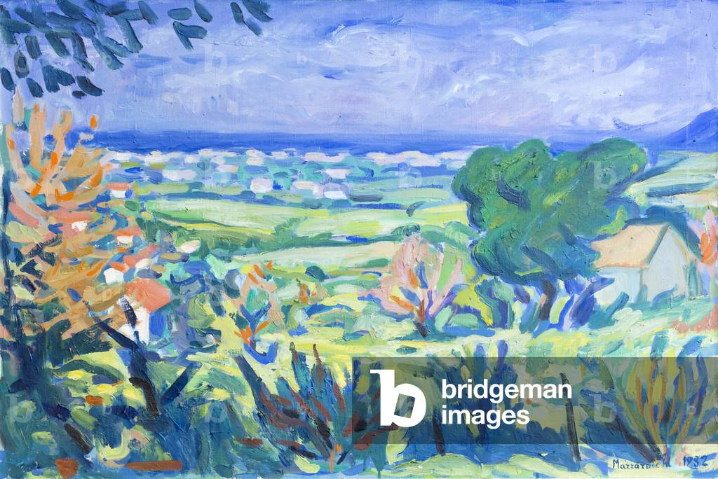 Veduta di Rimini dalla casa di San Lorenzo a Correggiano, 1982 (olio su tela)