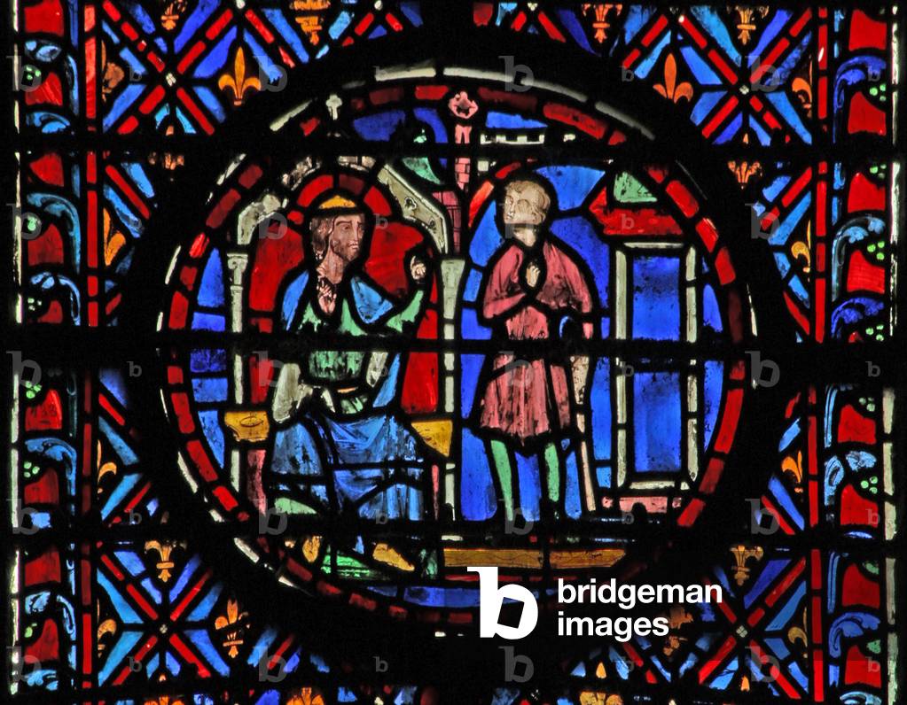 Window w12  a messenger comes to Job Job I 16-19 (stained glass) 1246-48 by French Artist